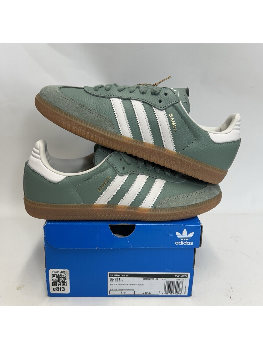 Adidas Samba OG Leather Shoes “Silver Green” IE7011